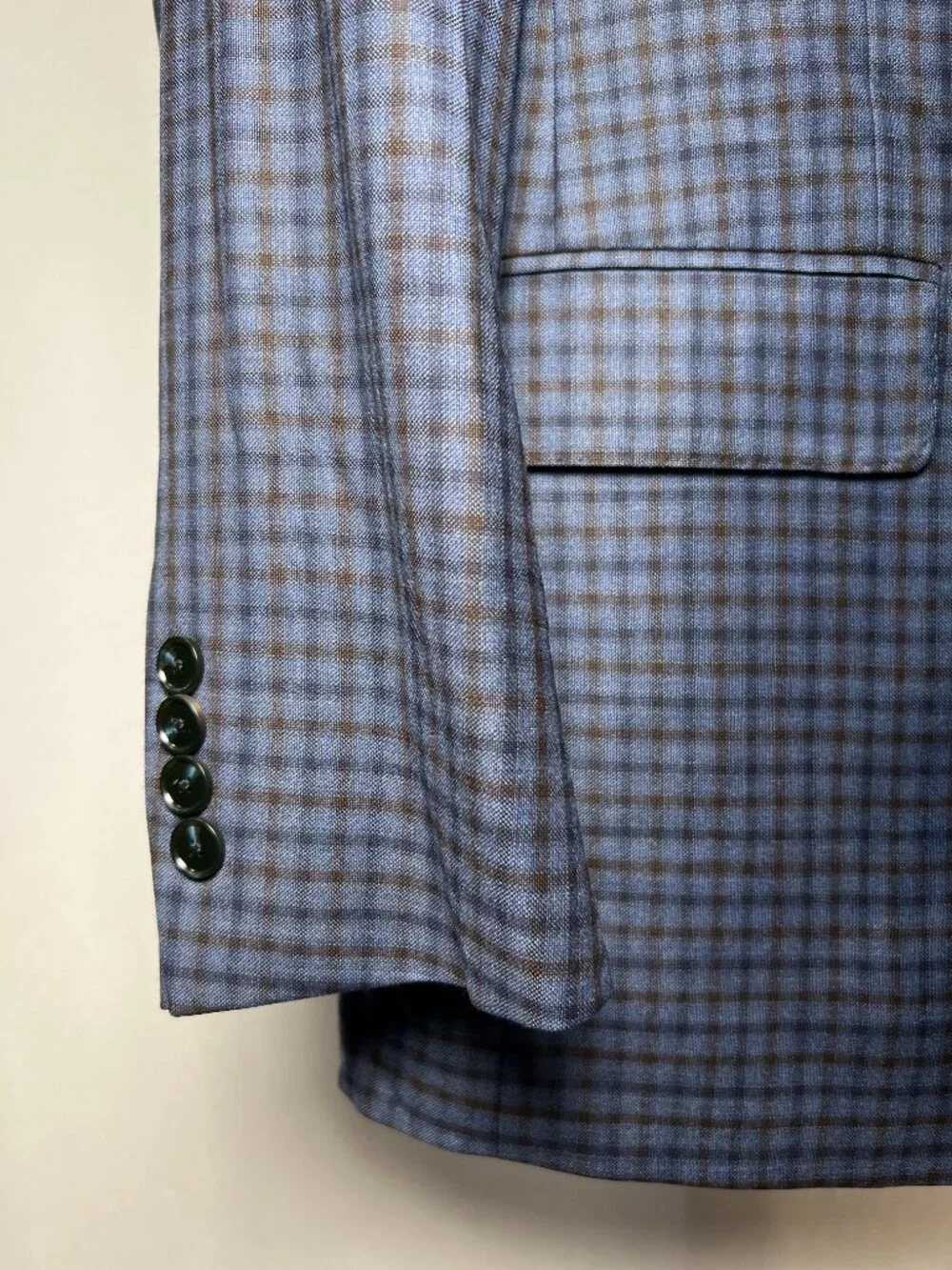 NWT WALTER MORTON 40-42R Blue/Brown Grid Pattern 2 Btn‎ 100% Worsted Wool Blazer